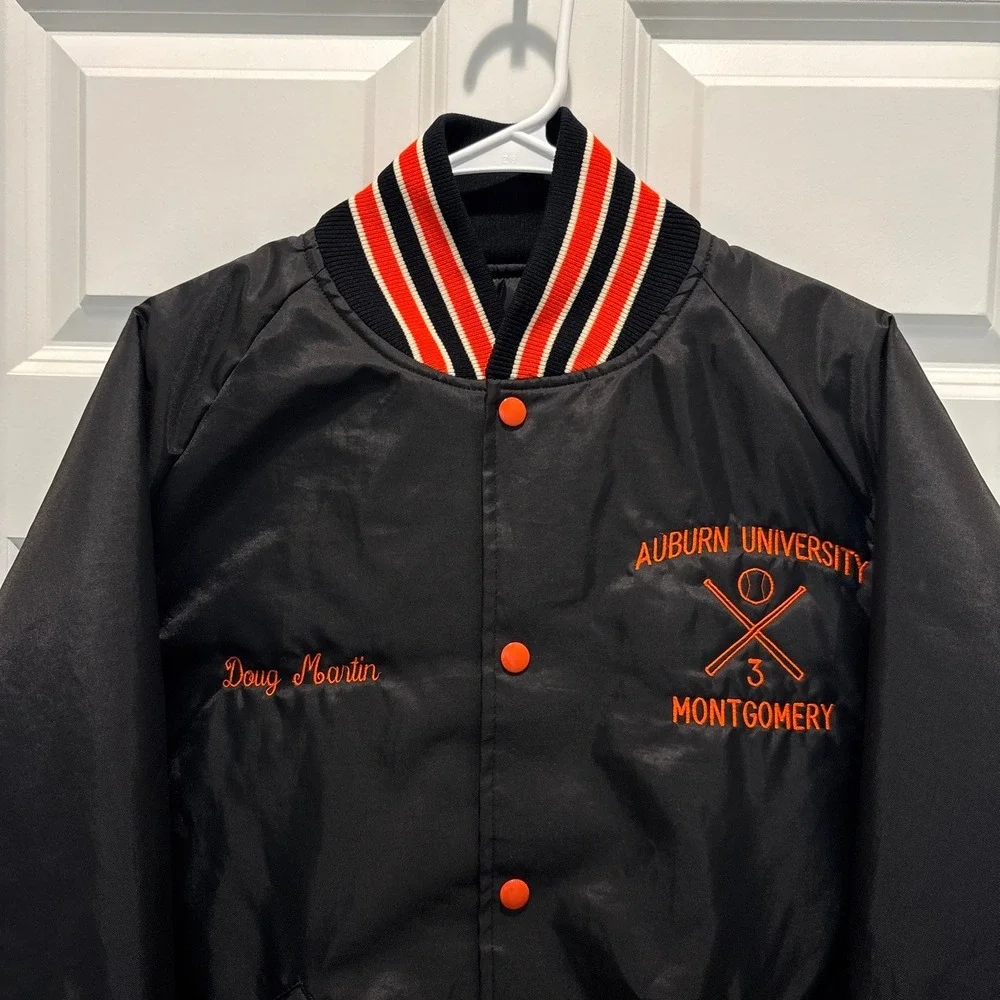 Vintage Auburn Tigers Baseball Varsity Satin Bomber Jacket Large